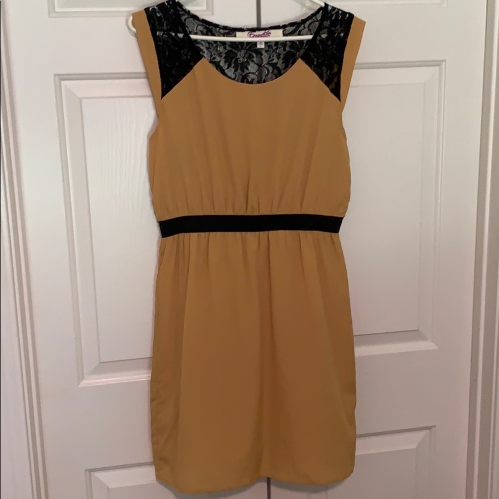 Golden Dress with Black Lace Back